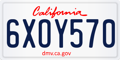 CA license plate 6XOY570