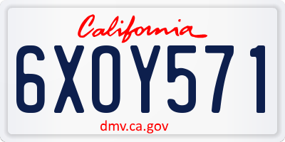 CA license plate 6XOY571