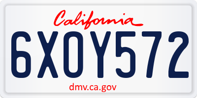 CA license plate 6XOY572