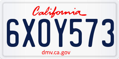CA license plate 6XOY573