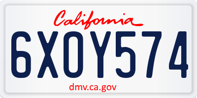 CA license plate 6XOY574