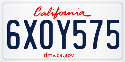 CA license plate 6XOY575