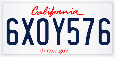 CA license plate 6XOY576