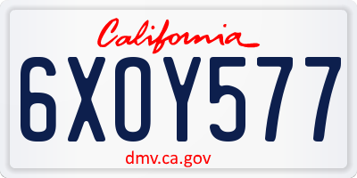 CA license plate 6XOY577