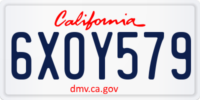 CA license plate 6XOY579