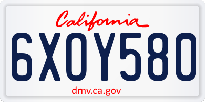 CA license plate 6XOY580