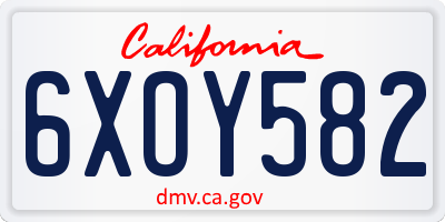 CA license plate 6XOY582