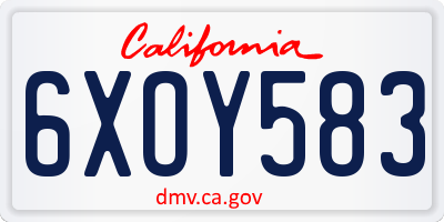 CA license plate 6XOY583