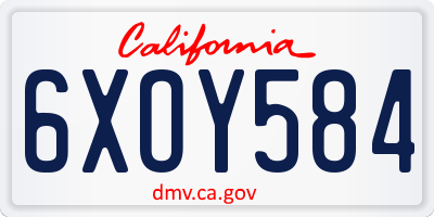 CA license plate 6XOY584
