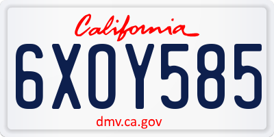 CA license plate 6XOY585