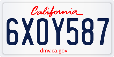 CA license plate 6XOY587