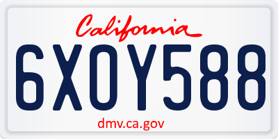 CA license plate 6XOY588