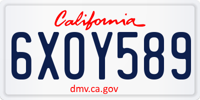 CA license plate 6XOY589