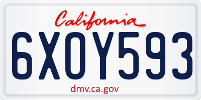 CA license plate 6XOY593