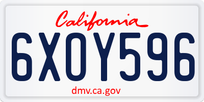 CA license plate 6XOY596