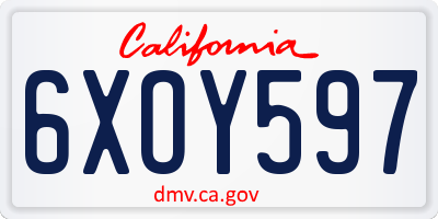 CA license plate 6XOY597