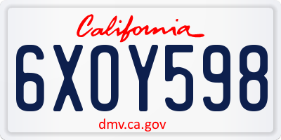 CA license plate 6XOY598