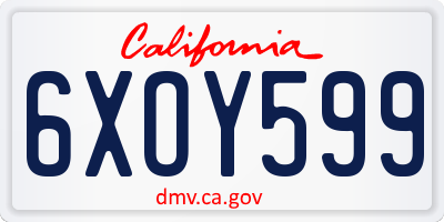 CA license plate 6XOY599