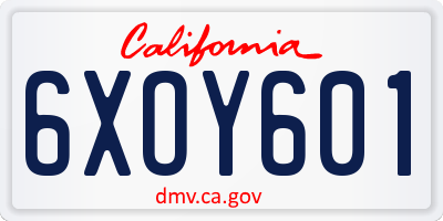 CA license plate 6XOY601