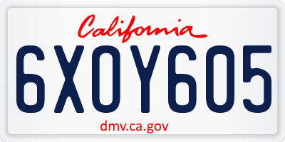 CA license plate 6XOY605