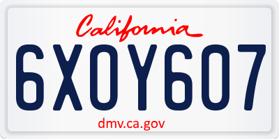 CA license plate 6XOY607
