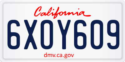 CA license plate 6XOY609