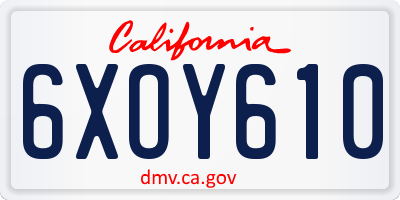 CA license plate 6XOY610