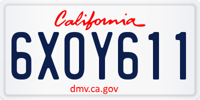 CA license plate 6XOY611