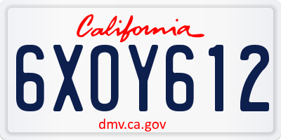 CA license plate 6XOY612