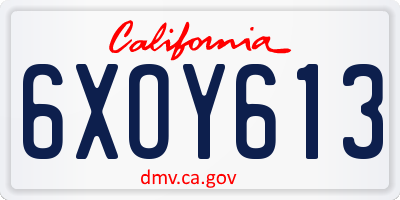 CA license plate 6XOY613