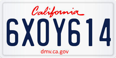 CA license plate 6XOY614