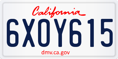 CA license plate 6XOY615