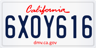 CA license plate 6XOY616