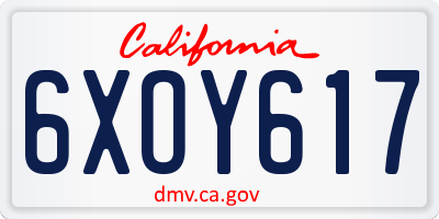 CA license plate 6XOY617