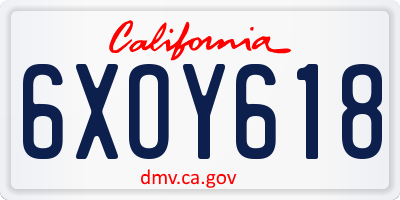 CA license plate 6XOY618