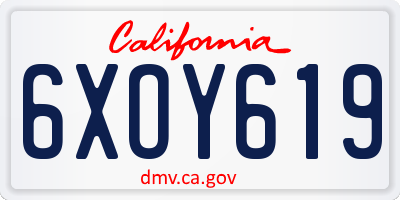 CA license plate 6XOY619