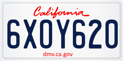 CA license plate 6XOY620