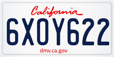 CA license plate 6XOY622