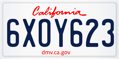 CA license plate 6XOY623