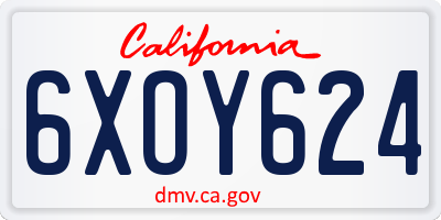 CA license plate 6XOY624