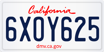 CA license plate 6XOY625
