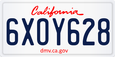CA license plate 6XOY628