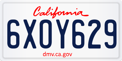 CA license plate 6XOY629