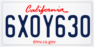 CA license plate 6XOY630