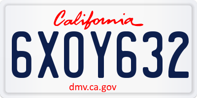 CA license plate 6XOY632