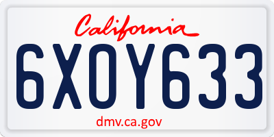 CA license plate 6XOY633
