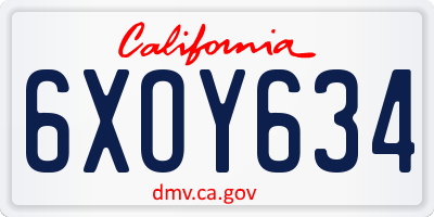 CA license plate 6XOY634