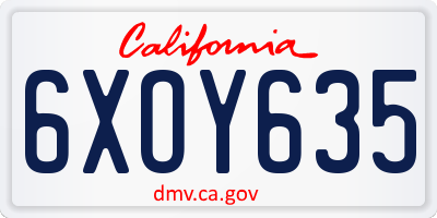 CA license plate 6XOY635