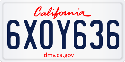 CA license plate 6XOY636