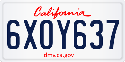 CA license plate 6XOY637